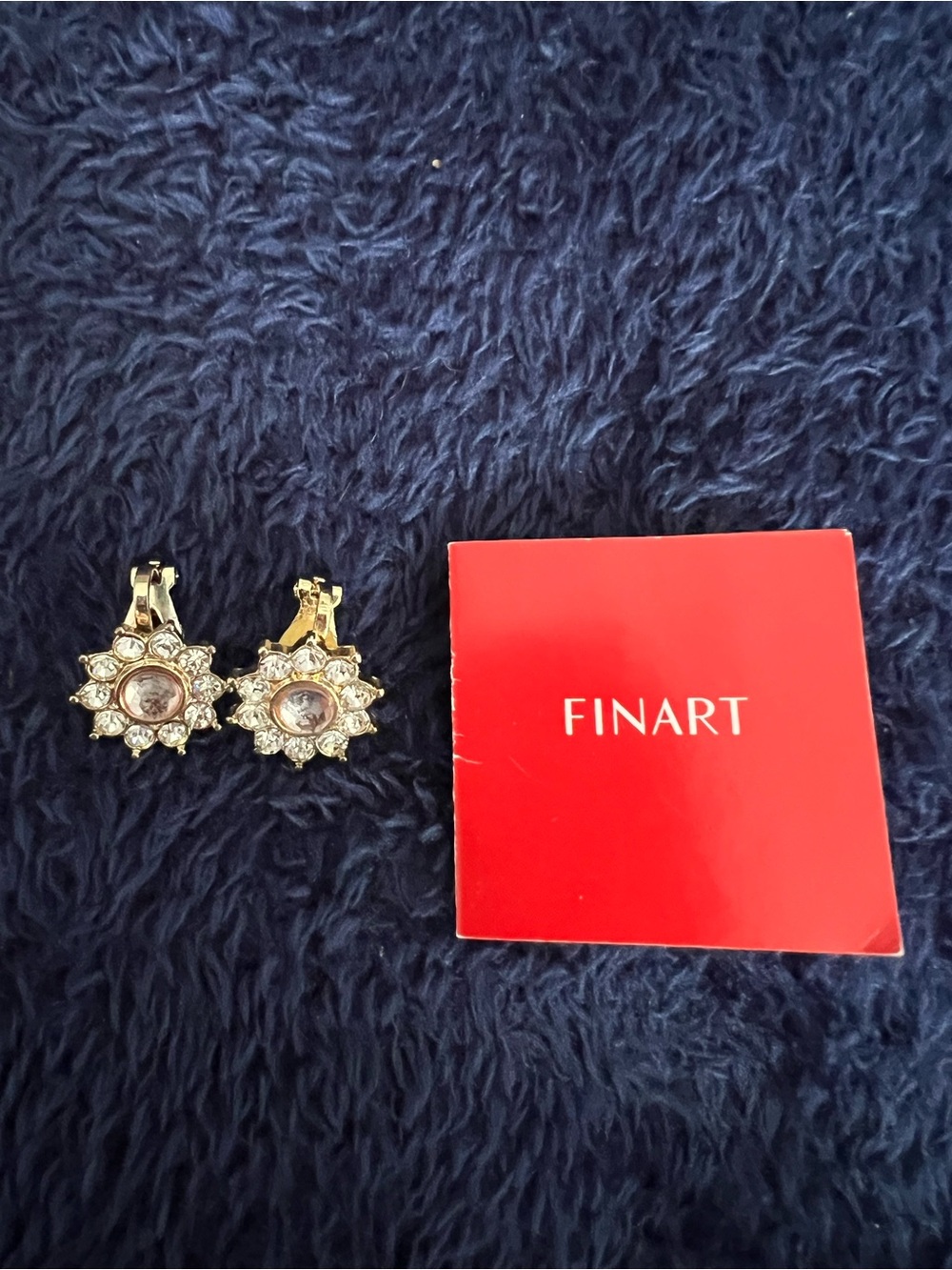 Gold-Tone Crystal Floral Clip-On Earrings in Clear 24K Gold Plated